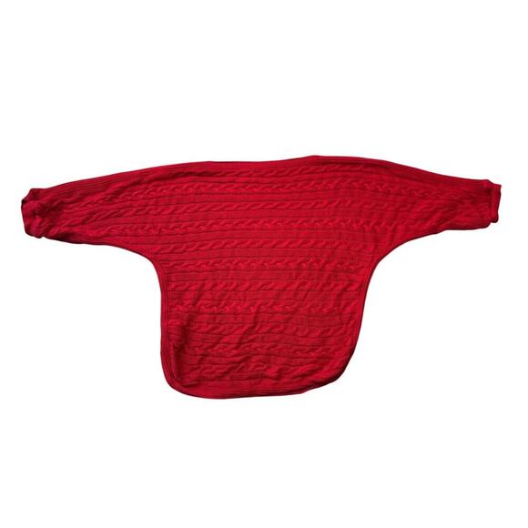LAUREN, Ralph Lauren Sweater, Size Large, Red Cable Knit poncho sweater; baggy - Picture 2 of 8